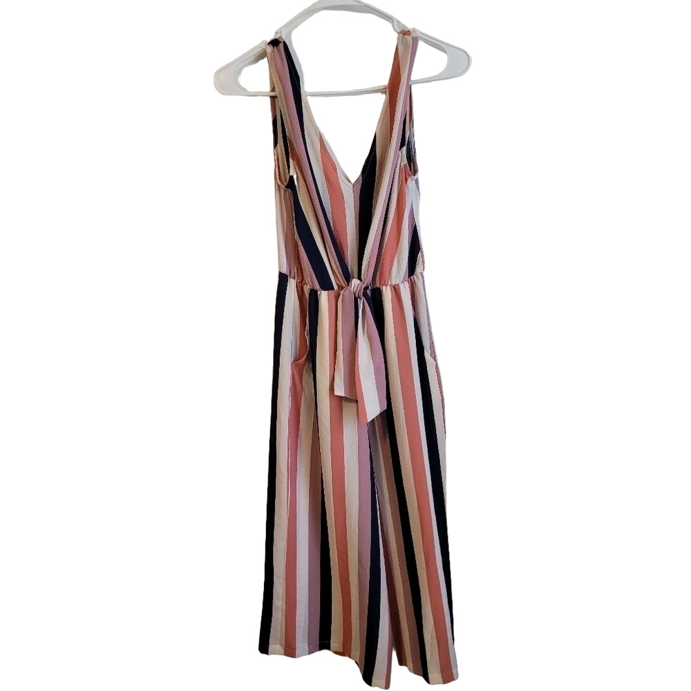 🍀 3 for $25 Lily Rose Pink and Blue Striped Jumpsuit